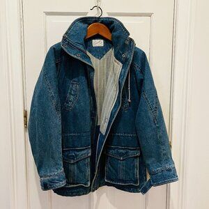 Vintage Saril LTD Jean Full Length Demin Hooded Coat Jacket